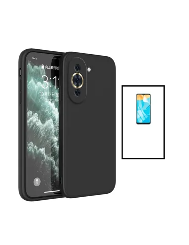 Kit Película Hydrogel Frente + Capa Silicone Líquido para Huawei Nova 10 Pro - Preto