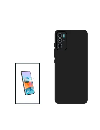 Kit Película Hydrogel Frente + Capa Silicone Líquido para Motorola Moto G60S - Preto