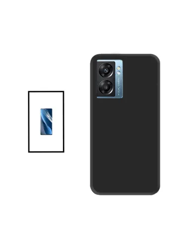 Kit Película Hydrogel Frente + Capa Silicone Líquido para Oppo A77 - Preto