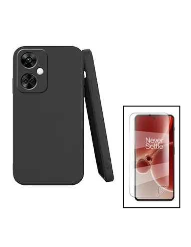 Kit Película Hydrogel Frente + Capa Silicone Líquido para OnePlus Nord CE3 - Preto