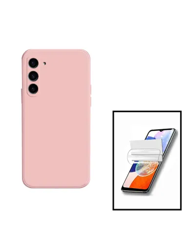 Kit Película Hydrogel Frente + Capa Silicone Líquido para Samsung Galaxy A34 5G - Rosa