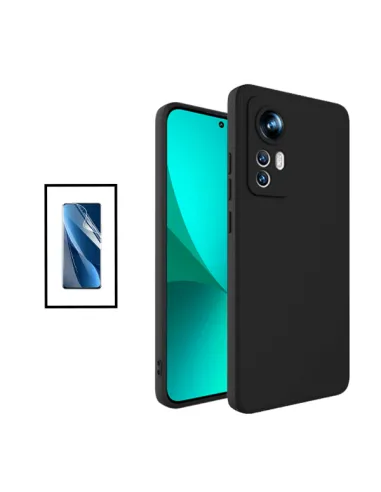 Kit Película Hydrogel Frente + Capa Silicone Líquido para Xiaomi 12 Pro ( Dimensity ) - Preto