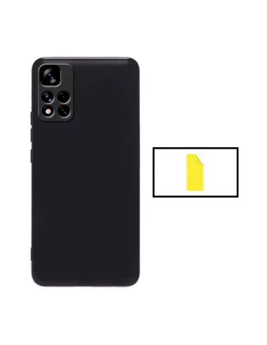 Kit Película Hydrogel Frente + Capa Silicone Líquido para Xiaomi Redmi 10 Prime 2022 - Preto