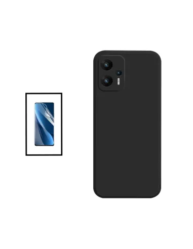 Kit Película Hydrogel Frente + Capa Silicone Líquido para Xiaomi Redmi Note 11T Pro+ Plus - Preto