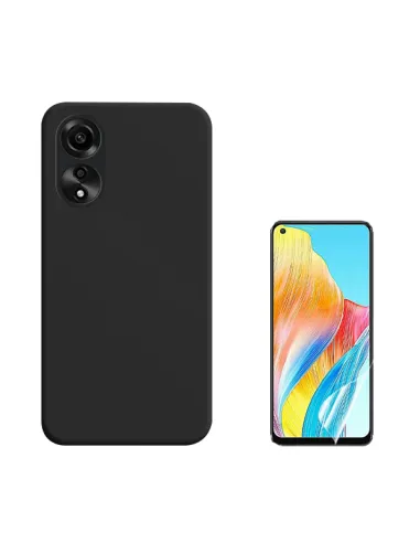 Kit Película Hydrogel Frente + Capa Silicone Líquido  para Oppo A78 4G - Preto