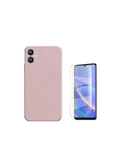 Kit Película Hydrogel Frente + Capa Silicone Líquido  para Samsung Galaxy A05 - Rosa