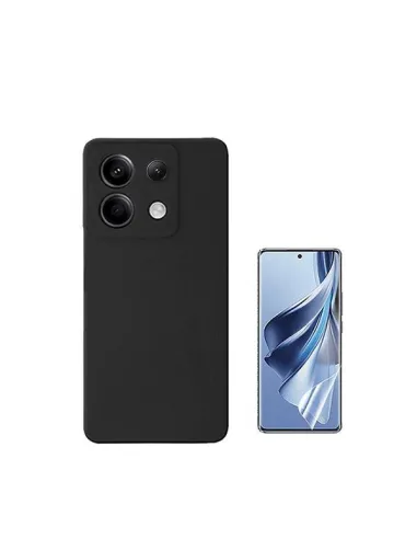 Kit Película Hydrogel Frente + Capa Silicone Líquido  para Xiaomi Poco X6 5G - Preto