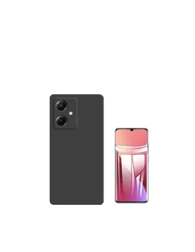 Kit Película Hydrogel Frente + Capa Silicone Líquido  para Xiaomi Redmi 13C 5G - Preto