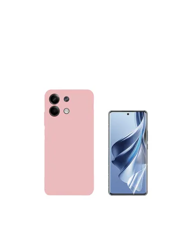 Kit Película Hydrogel Frente + Capa Silicone Líquido  para Xiaomi Redmi Note 13 - Rosa