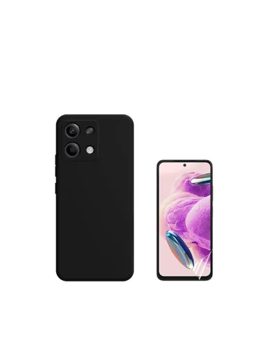 Kit Película Hydrogel Frente + Capa Silicone Líquido  para Xiaomi Redmi Note 13 4G - Preto