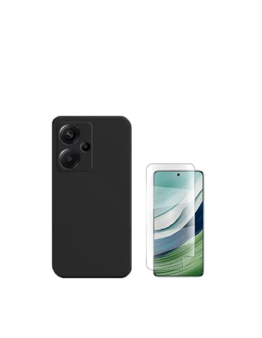 Kit Película Hydrogel Frente + Capa Silicone Líquido  para Xiaomi Redmi Note 13 Pro+ - Preto