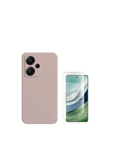 Kit Película Hydrogel Frente + Capa Silicone Líquido  para Xiaomi Redmi Note 13 Pro+ - Rosa