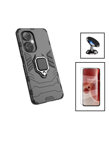 Kit Película Hydrogel Full Cover Frente + Capa 3X1 Military Defender + Suporte Magnético de Carro para Oppo K11X - Preto