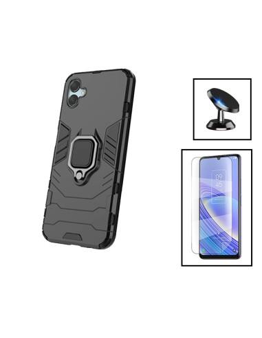 Kit Película Hydrogel Full Cover Frente + Capa 3X1 Military Defender + Suporte Magnético de Carro para Samsung Galaxy A04e - Pre