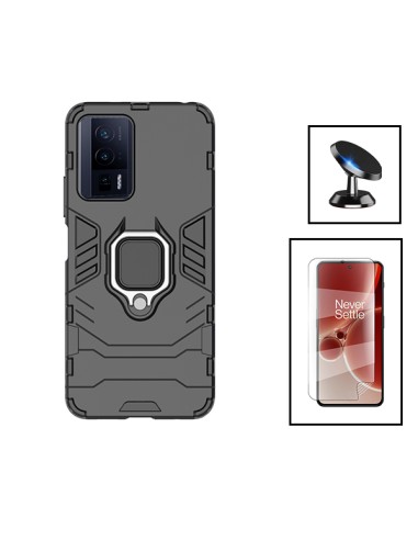 Kit Película Hydrogel Full Cover Frente + Capa 3X1 Military Defender + Suporte Magnético de Carro para Xiaomi Poco F5 Pro - Pret