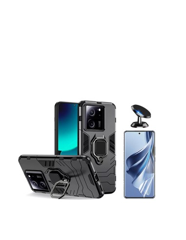 Kit Película Hydrogel Full Cover Frente + Capa 3X1 Military Defender + Suporte Magnético de Carro Phonecare para Xiaomi 13T - Pr