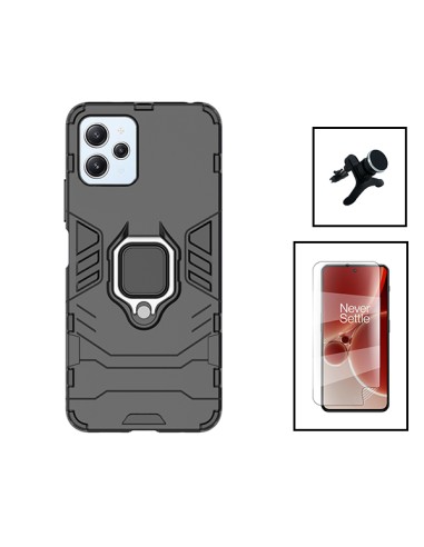 Kit Película Hydrogel Full Cover Frente + Capa 3X1 Military Defender + Suporte Magnético de Carro Reforçado para Xiaomi Redmi 12