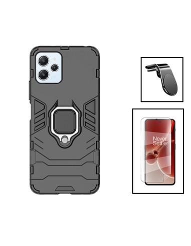 Kit Película Hydrogel Full Cover Frente + Capa 3X1 Military Defender + Suporte Magnético L Safe Driving Carro para Xiaomi Redmi 