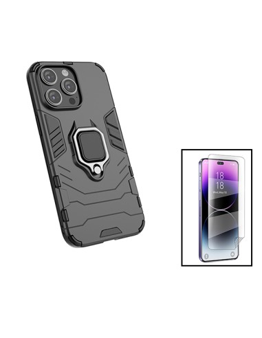 Kit Película Hydrogel Full Cover Frente + Capa 3X1 Military Defender para Apple iPhone 15 Plus - Preto