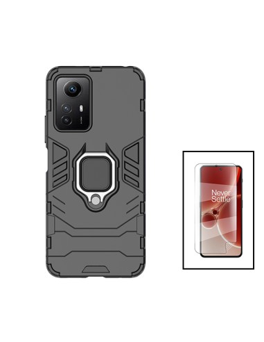 Kit Película Hydrogel Full Cover Frente + Capa 3X1 Military Defender para Xiaomi Redmi Note 12S - Preto