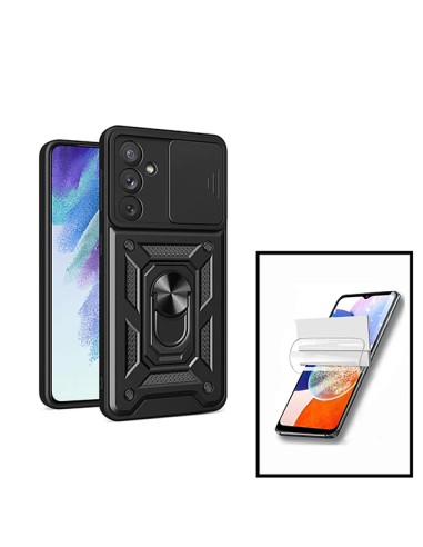 Kit Película Hydrogel Full Cover Frente + Capa Magnetic Military Defender Slide Window Anti-Impacto para Samsung Galaxy A34 5G -