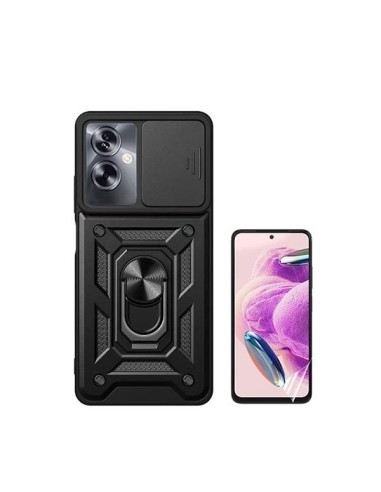Kit Película Hydrogel Full Cover Frente + Capa Magnetic Military Defender Slide Window Anti-Impacto Phonecare para Oppo A79 5G -