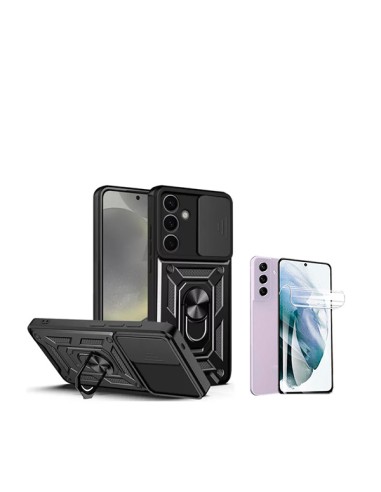 Kit Película Hydrogel Full Cover Frente + Capa Magnetic Military Defender Slide Window Anti-Impacto Phonecare para Samsung Galax