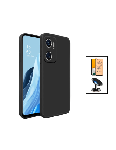 Kit Película Hydrogel Full Cover Frente + Capa Silicone Líquido + Suporte Magnético de Carro para Xiaomi Redmi 10 5G - Preto