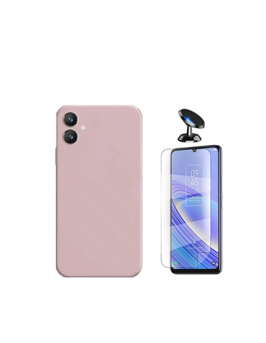 Kit Película Hydrogel Full Cover Frente + Capa Silicone Líquido + Suporte Magnético de Carro Phonecare para Samsung Galaxy A05 -