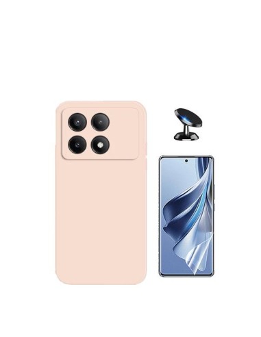 Kit Película Hydrogel Full Cover Frente + Capa Silicone Líquido + Suporte Magnético de Carro Phonecare para Xiaomi Poco X6 Pro 5