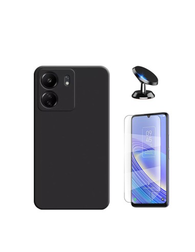 Kit Película Hydrogel Full Cover Frente + Capa Silicone Líquido + Suporte Magnético de Carro Phonecare para Xiaomi Redmi 13C - P