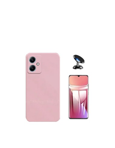 Kit Película Hydrogel Full Cover Frente + Capa Silicone Líquido + Suporte Magnético de Carro Phonecare para Xiaomi Redmi 13C 5G 