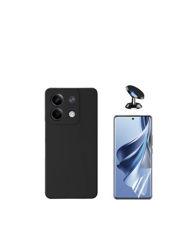Kit Película Hydrogel Full Cover Frente + Capa Silicone Líquido + Suporte Magnético de Carro Phonecare para Xiaomi Redmi Note 13