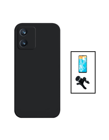 Kit Película Hydrogel Full Cover Frente + Capa Silicone Líquido + Suporte Magnético de Carro Reforçado para Alcatel 1B (2022) - 