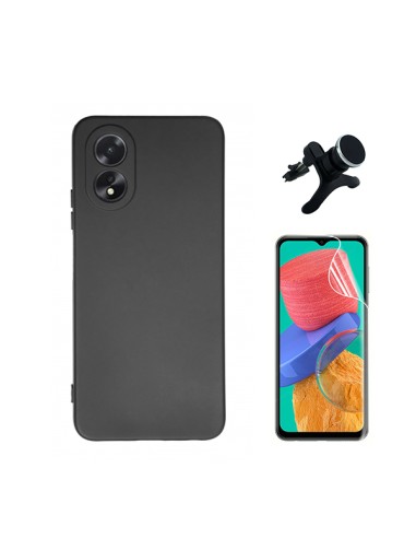 Kit Película Hydrogel Full Cover Frente + Capa Silicone Líquido + Suporte Magnético de Carro Reforçado Phonecare para Oppo A38 4