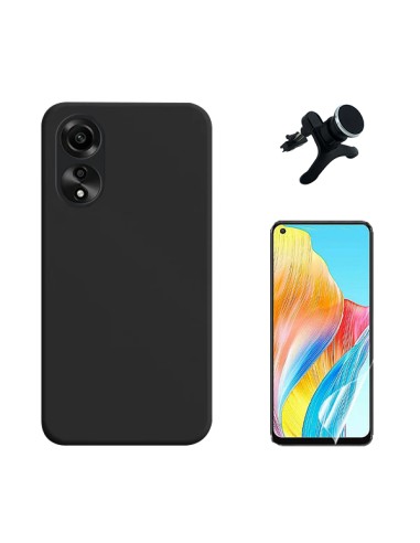 Kit Película Hydrogel Full Cover Frente + Capa Silicone Líquido + Suporte Magnético de Carro Reforçado Phonecare para Oppo A78 4