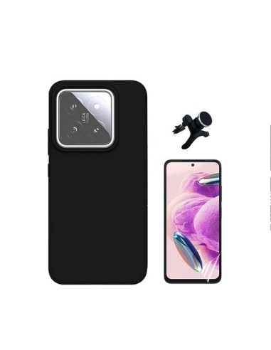Kit Película Hydrogel Full Cover Frente + Capa Silicone Líquido + Suporte Magnético de Carro Reforçado Phonecare para Xiaomi 14 