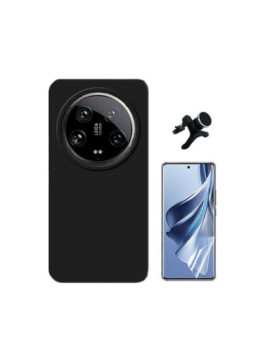 Kit Película Hydrogel Full Cover Frente + Capa Silicone Líquido + Suporte Magnético de Carro Reforçado Phonecare para Xiaomi 14 