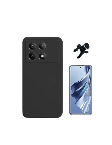Kit Película Hydrogel Full Cover Frente + Capa Silicone Líquido + Suporte Magnético de Carro Reforçado Phonecare para Xiaomi Poc