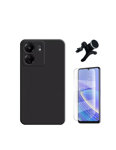 Kit Película Hydrogel Full Cover Frente + Capa Silicone Líquido + Suporte Magnético de Carro Reforçado Phonecare para Xiaomi Red