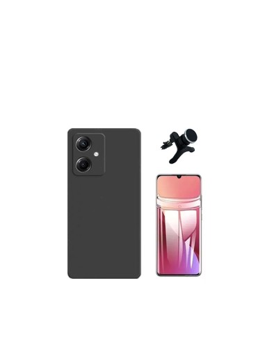 Kit Película Hydrogel Full Cover Frente + Capa Silicone Líquido + Suporte Magnético de Carro Reforçado Phonecare para Xiaomi Red