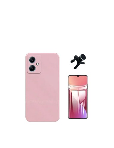 Kit Película Hydrogel Full Cover Frente + Capa Silicone Líquido + Suporte Magnético de Carro Reforçado Phonecare para Xiaomi Red