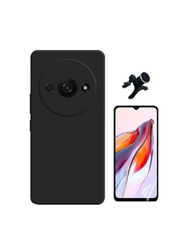 Kit Película Hydrogel Full Cover Frente + Capa Silicone Líquido + Suporte Magnético de Carro Reforçado Phonecare para Xiaomi Red