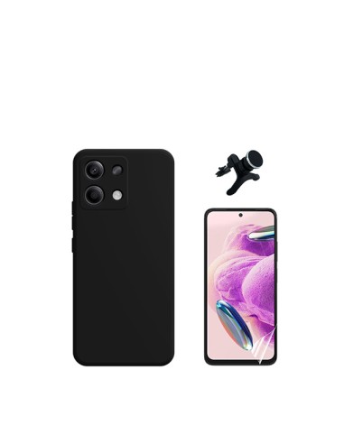 Kit Película Hydrogel Full Cover Frente + Capa Silicone Líquido + Suporte Magnético de Carro Reforçado Phonecare para Xiaomi Red