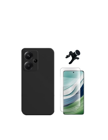 Kit Película Hydrogel Full Cover Frente + Capa Silicone Líquido + Suporte Magnético de Carro Reforçado Phonecare para Xiaomi Red