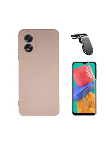 Kit Película Hydrogel Full Cover Frente + Capa Silicone Líquido + Suporte Magnético L Safe Driving Carro Phonecare para Oppo A38