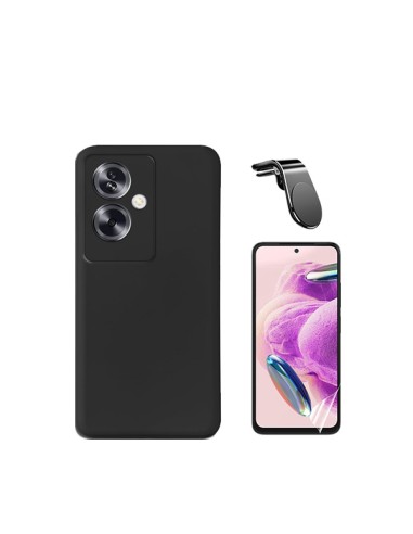 Kit Película Hydrogel Full Cover Frente + Capa Silicone Líquido + Suporte Magnético L Safe Driving Carro Phonecare para Oppo A79