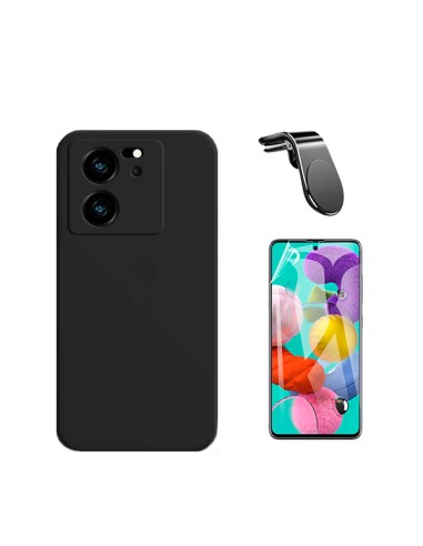 Kit Película Hydrogel Full Cover Frente + Capa Silicone Líquido + Suporte Magnético L Safe Driving Carro Phonecare para Xiaomi 1