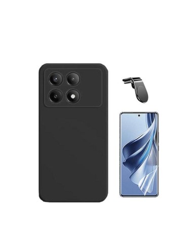 Kit Película Hydrogel Full Cover Frente + Capa Silicone Líquido + Suporte Magnético L Safe Driving Carro Phonecare para Xiaomi P