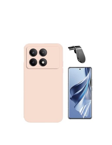 Kit Película Hydrogel Full Cover Frente + Capa Silicone Líquido + Suporte Magnético L Safe Driving Carro Phonecare para Xiaomi P